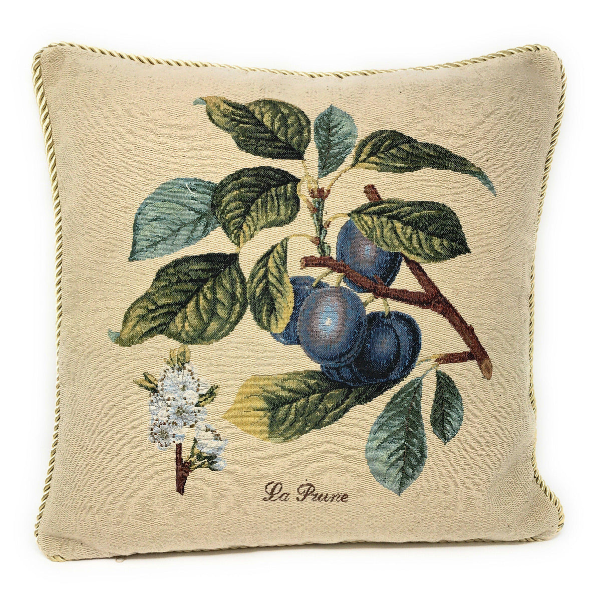 DaDa Bedding Set of 2-Pieces Sugar Plum Fruits Garden Tapestry Throw Pillow Covers w/ Inserts, 18" x 18" from DaDalogy Bedding Collection