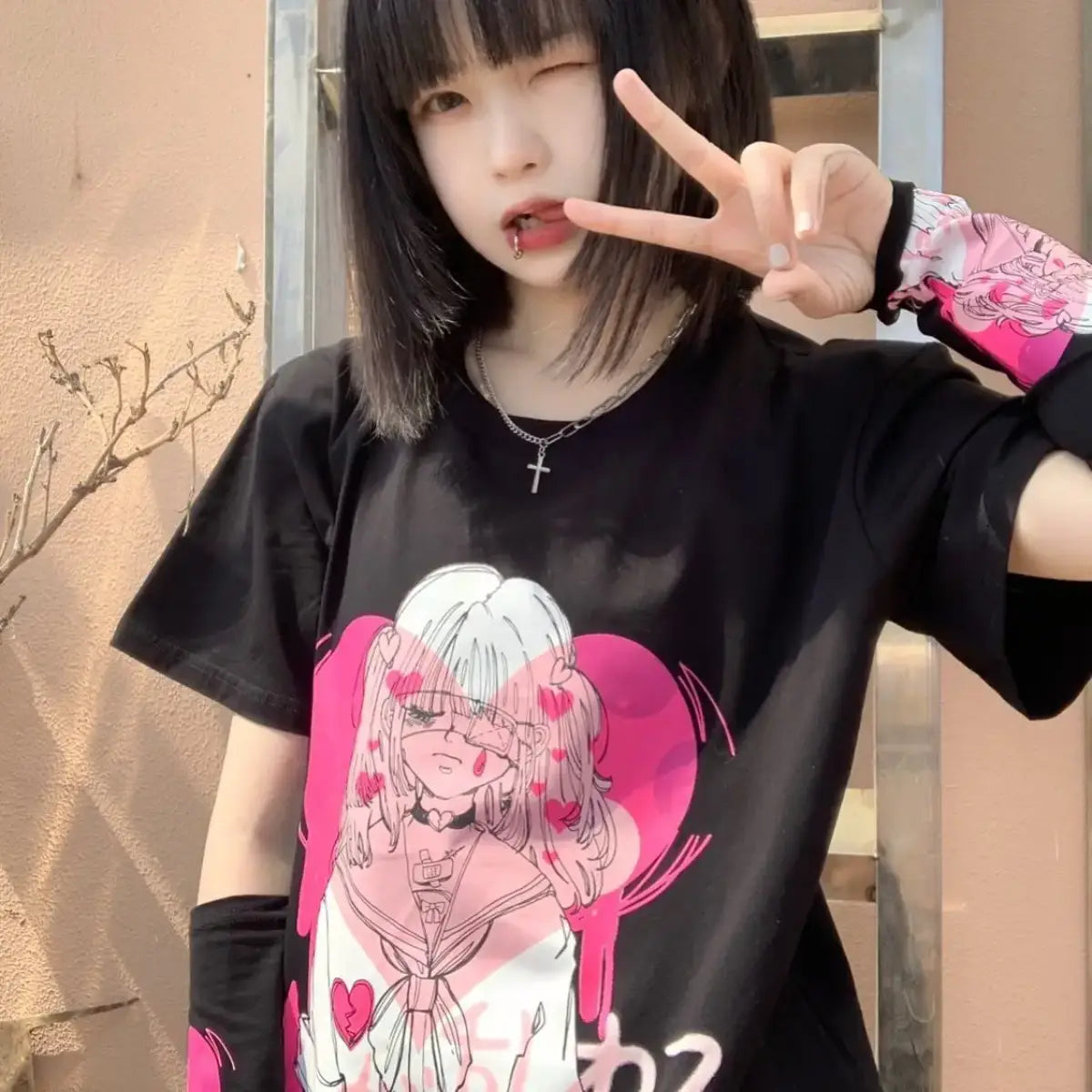 Pink Drip Anime Heart Tee From Kawaii Stop
