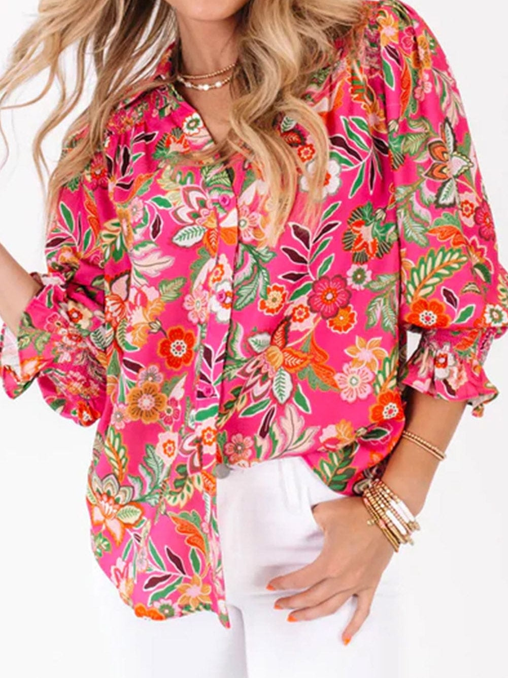 3/4 Sleeve Floral Print Top from MsDressly