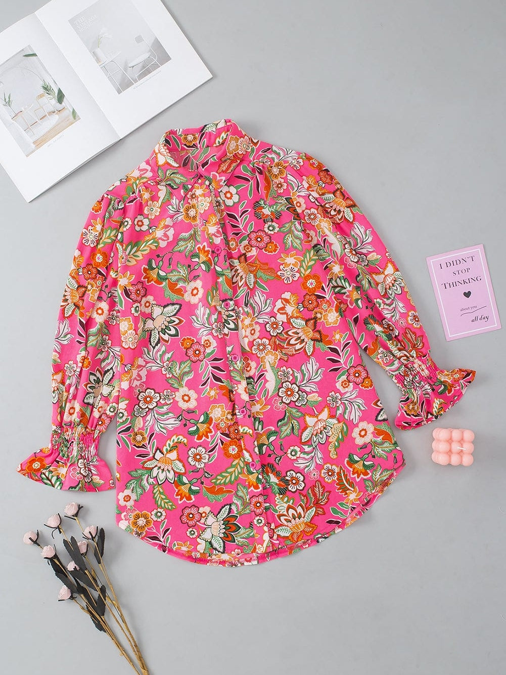 3/4 Sleeve Floral Print Top from MsDressly