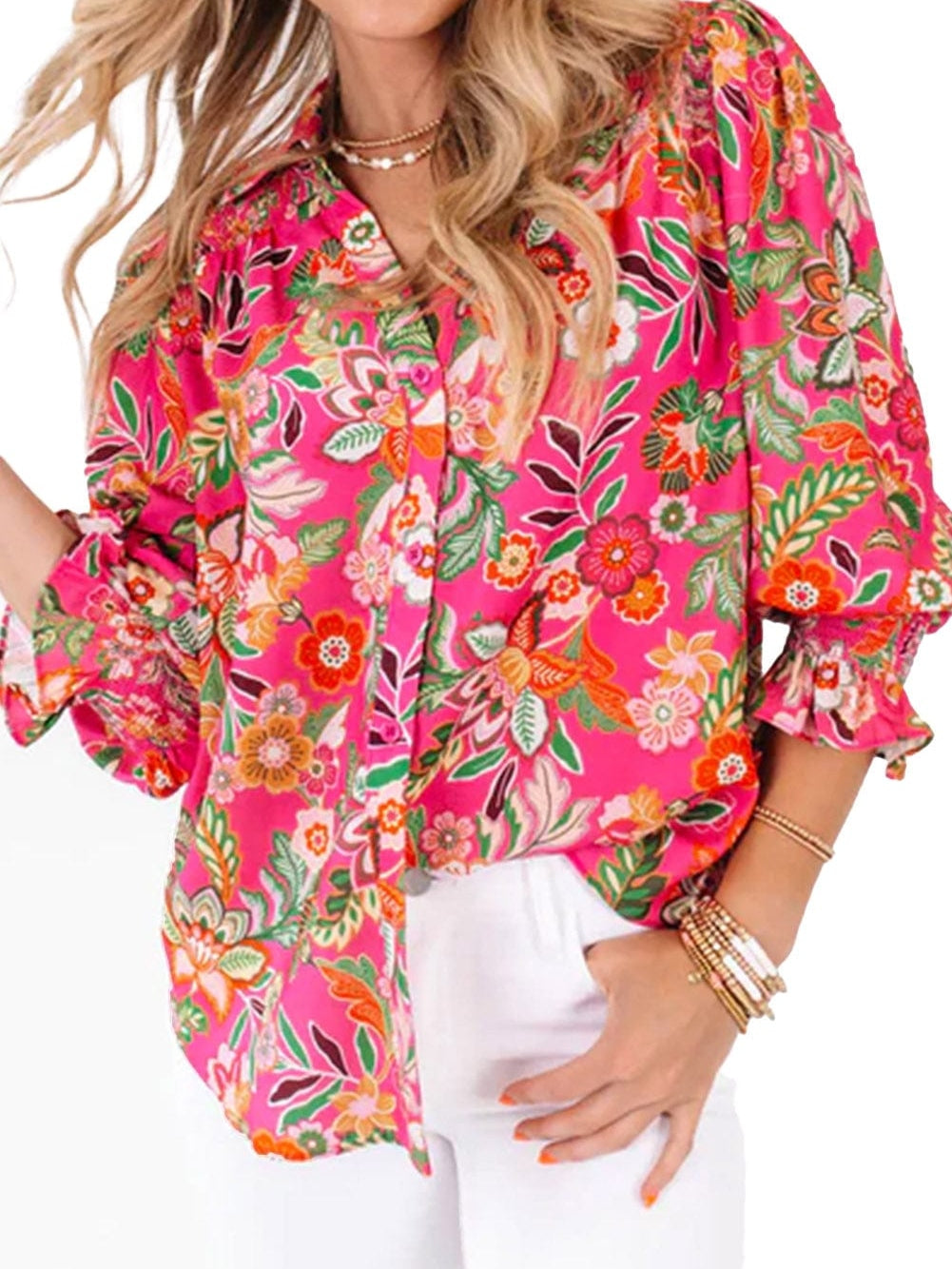 3/4 Sleeve Floral Print Top from MsDressly