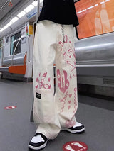Cute Pink Girl Graffiti Jeans From Kawaii Stop