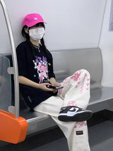 Cute Pink Girl Graffiti Jeans From Kawaii Stop