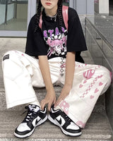 Cute Pink Girl Graffiti Jeans From Kawaii Stop