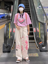 Cute Pink Girl Graffiti Jeans From Kawaii Stop