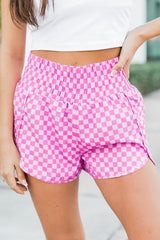 Activewear Pink Checkered Shorts from MsDressly