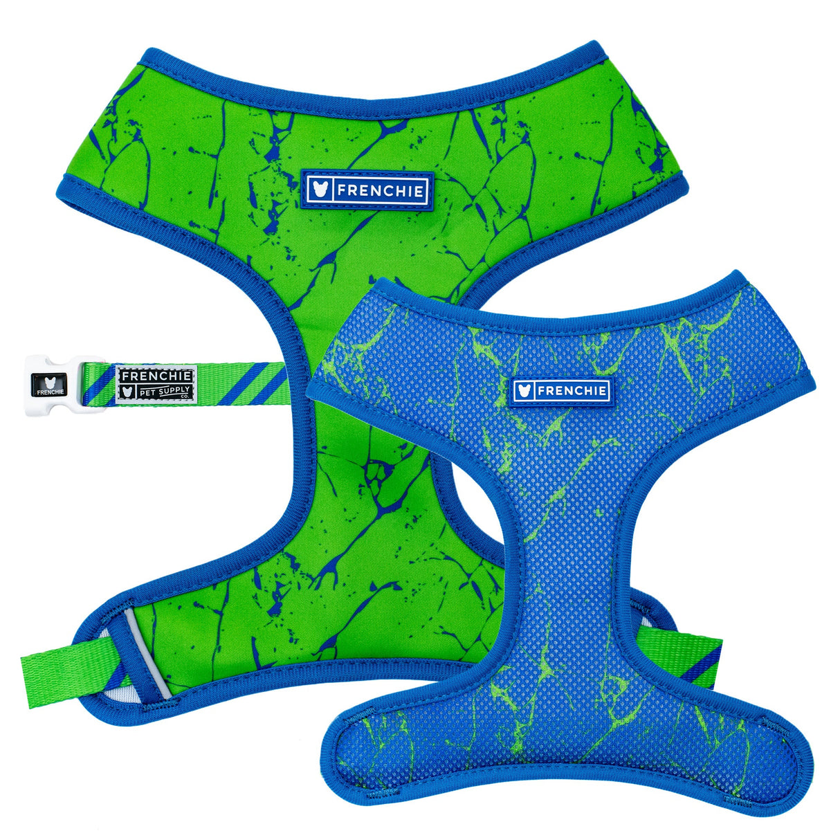 Frenchie Duo Reversible Harness - Green Marble from Frenchie Bulldog
