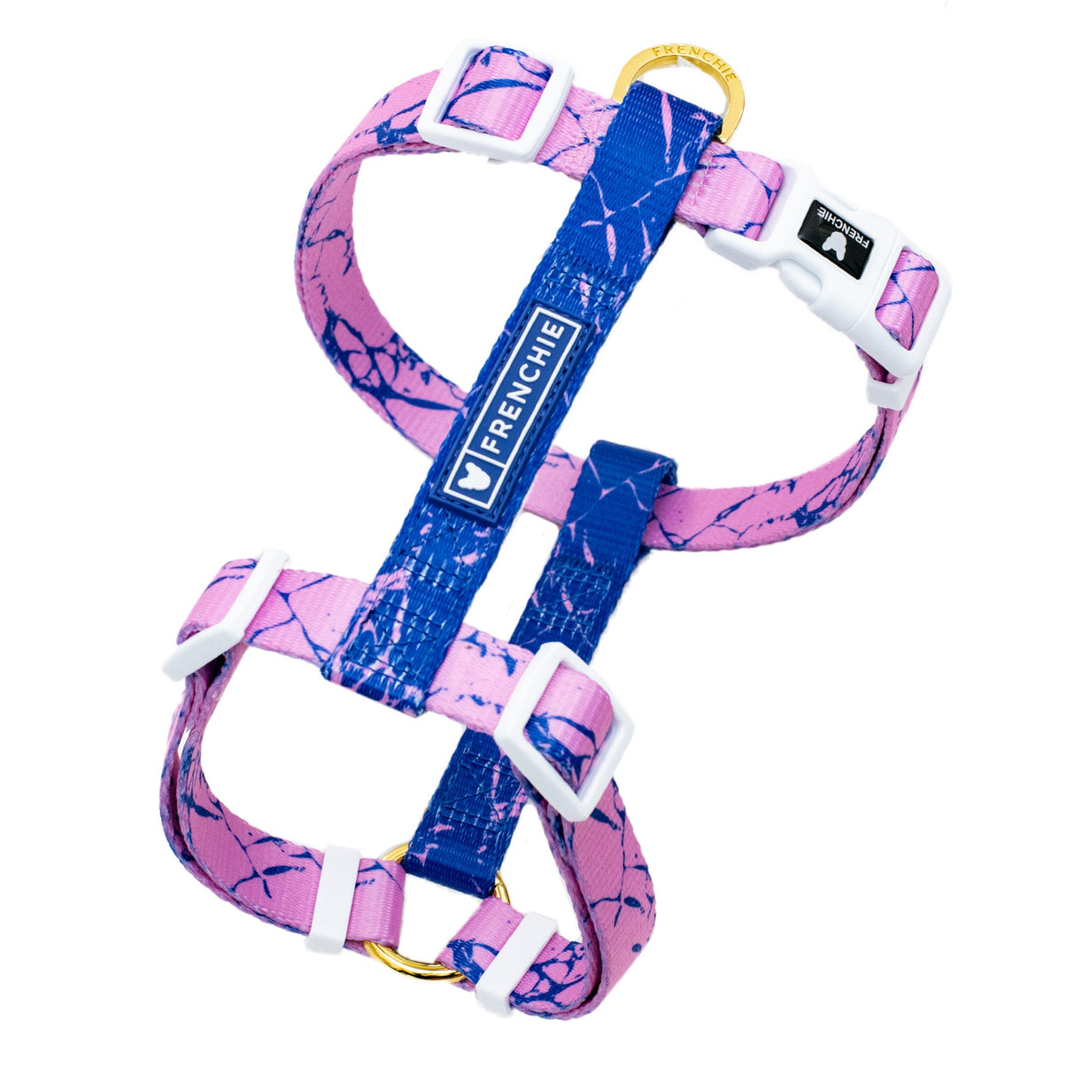 Frenchie Strap Harness - Pink Marble from Frenchie Bulldog