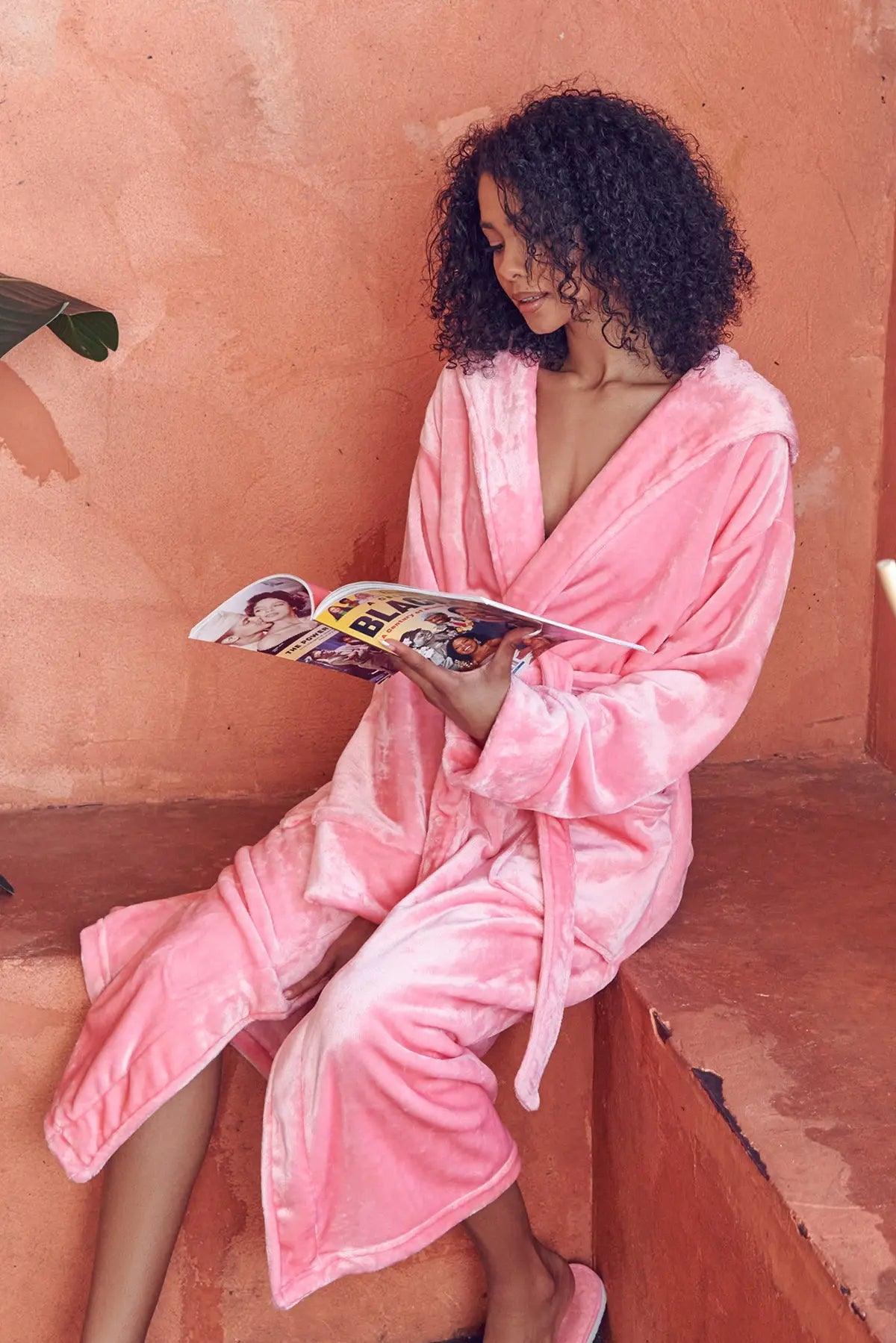 Hooded Plush Bathrobes for Women From Lotus Linen