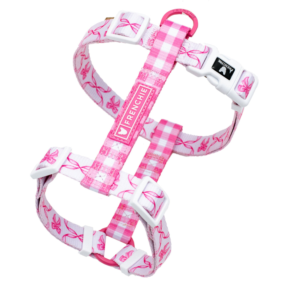 Frenchie Strap Harness - Pink Bows from Frenchie Bulldog