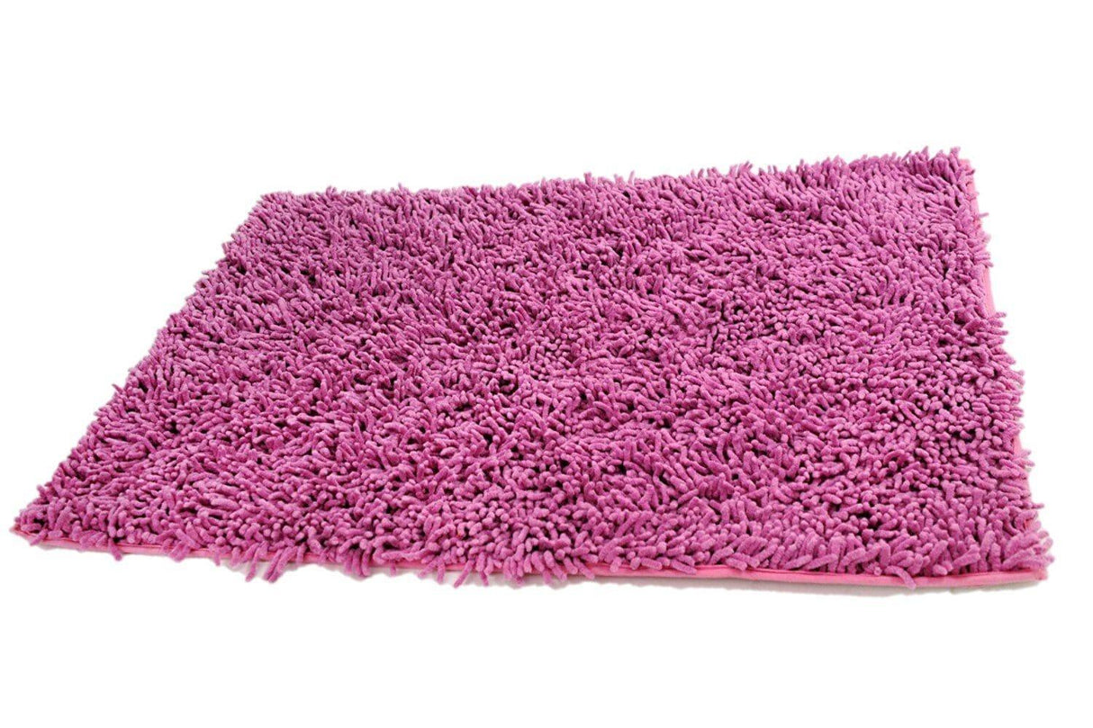 DaDa Bedding Fuchsia Magenta Pink Shaggy Soft Chenille Noodle Carpet Rug Bath Mat from DaDalogy Bedding Collection