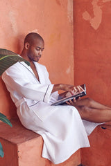 Premium Waffle Piping Robe for Men From Lotus Linen