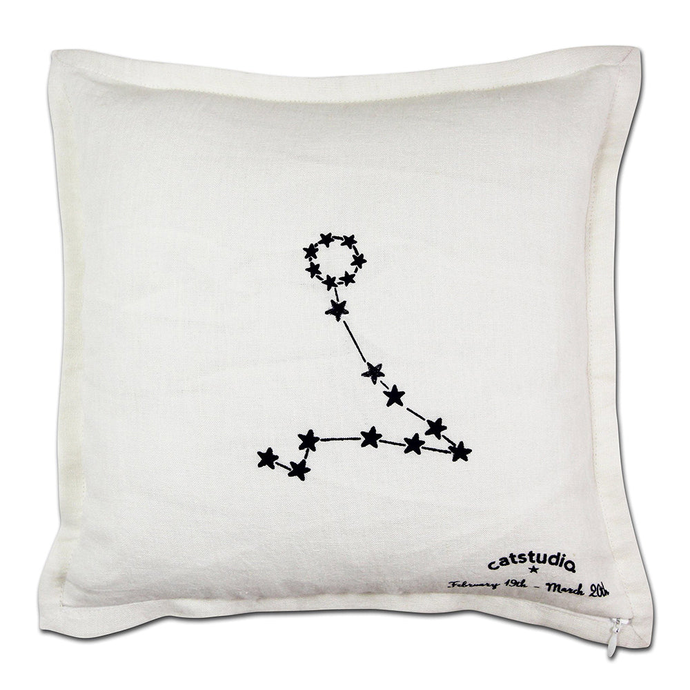 Pisces Astrology Hand-Embroidered Pillow by Cat Studio from Quirks!