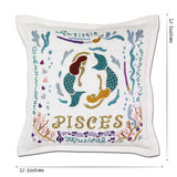 Pisces Astrology Hand-Embroidered Pillow by Cat Studio from Quirks!