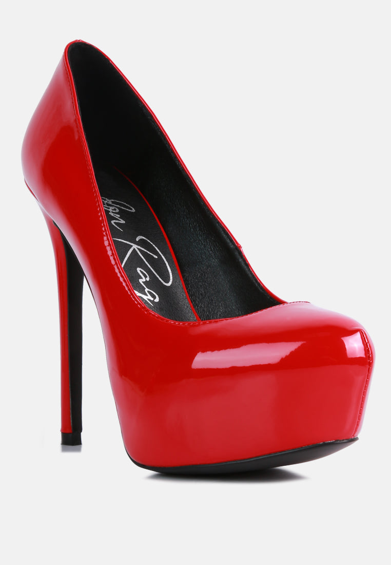 Pismis Patent Faux Leather Stiletto Pumps from London Rag International