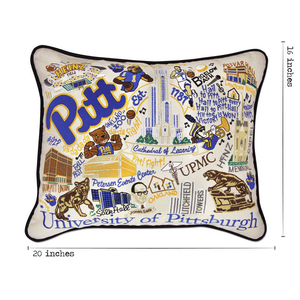Pittsburgh, University of Collegiate Embroidered Pillow by CatStudio from Quirks!