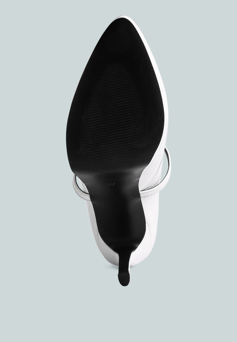 Pixie Dust Patent Faux Leather Cross Strap Pumps from London Rag International