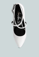 Pixie Dust Patent Faux Leather Cross Strap Pumps from London Rag International