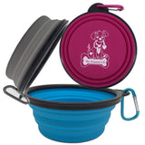 Mr. Peanut's 3 Pak XL (25oz) Collapsible Silicone Bowls with Color Matched Carabiner Clips from Mr. Peanut's Pet Carriers
