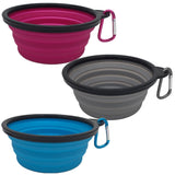 Mr. Peanut's 3 Pak XL (25oz) Collapsible Silicone Bowls with Color Matched Carabiner Clips from Mr. Peanut's Pet Carriers