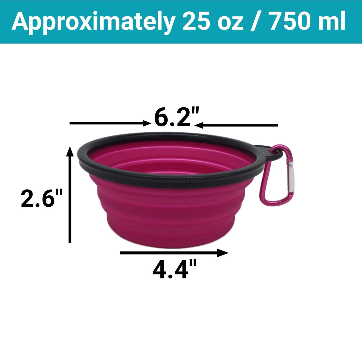 Mr. Peanut's 3 Pak XL (25oz) Collapsible Silicone Bowls with Color Matched Carabiner Clips from Mr. Peanut's Pet Carriers