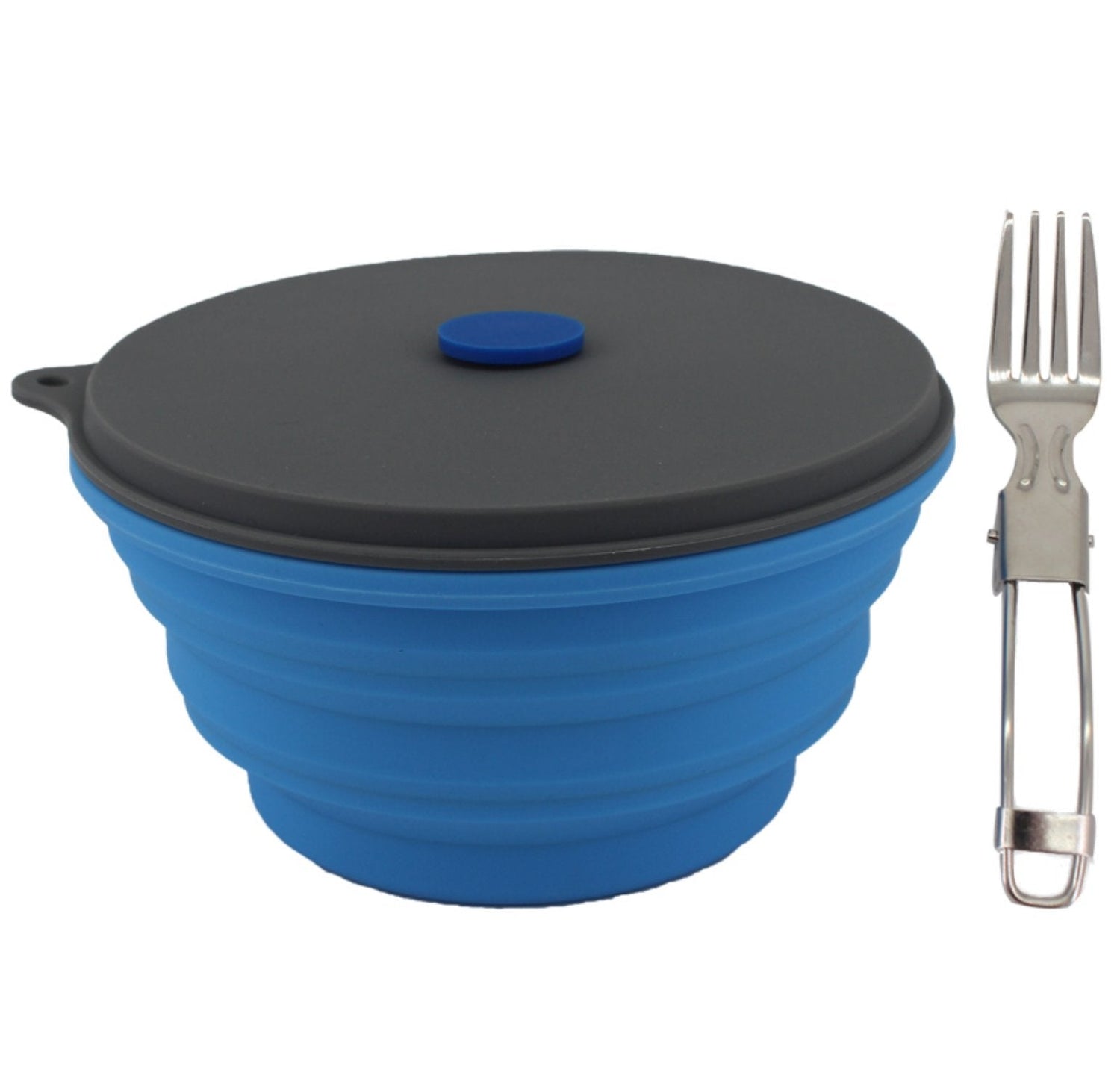 Mr. Peanut's 30oz Collapsible Silicone Camping Bowl with Lid & Foldable Fork from Mr. Peanut's Pet Carriers