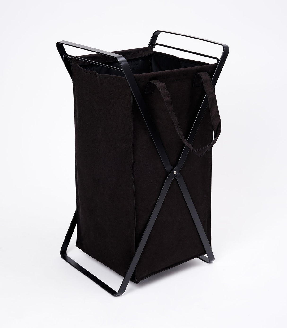 Laundry Hamper with Cotton Liner - Two Sizes - Steel + Cotton from Yamazaki Home
