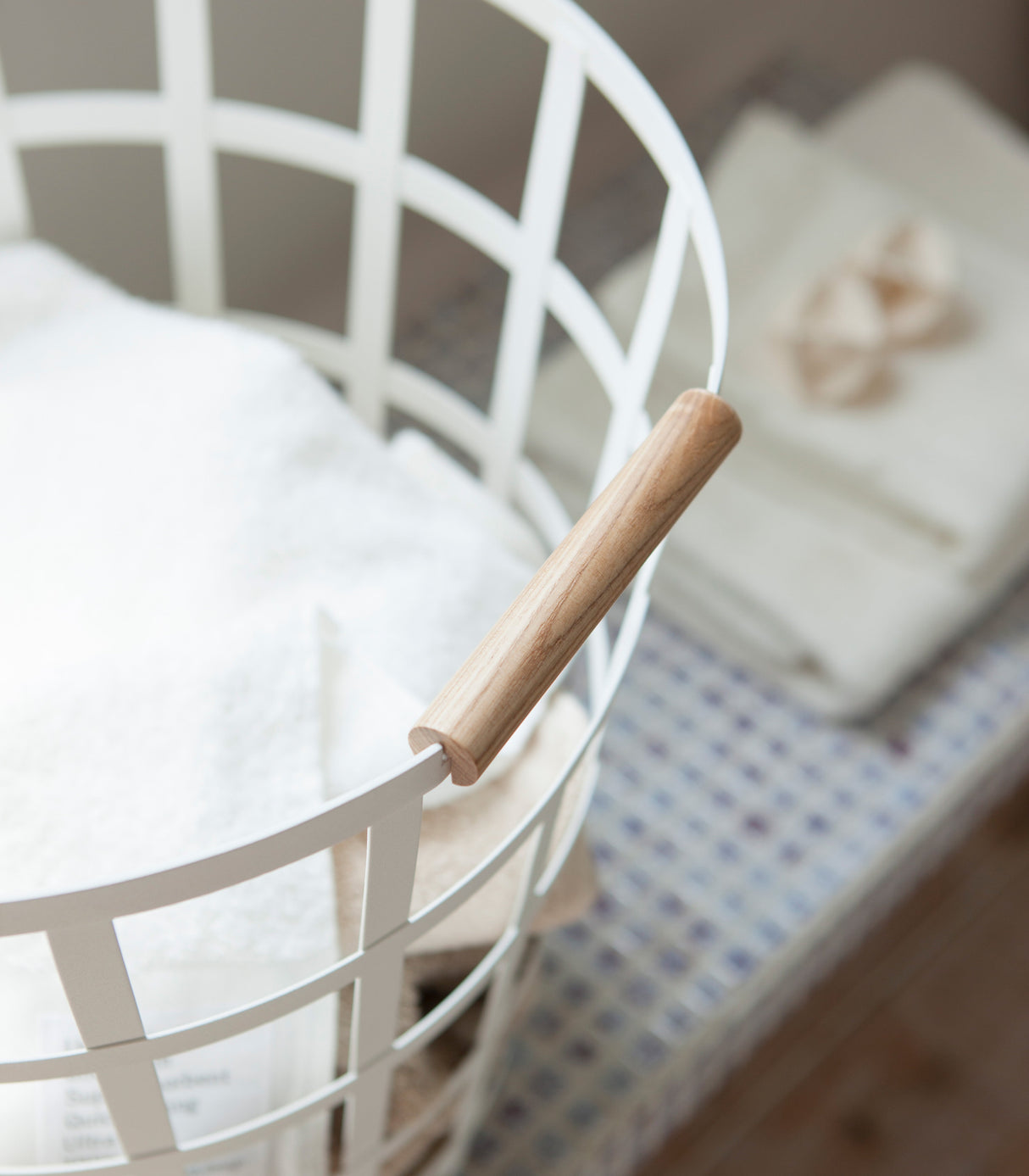 Wire Basket (18" H)  - Steel + Wood from Yamazaki Home