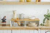 Stackable Countertop Shelf - Two Sizes - Steel + Wood from Yamazaki Home