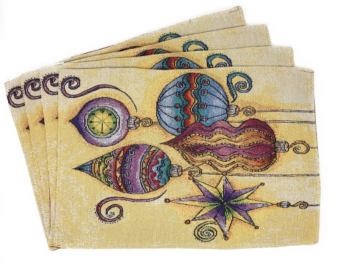 DaDa Bedding Set of 4-Pieces Starry Bohemian Lantern Ornaments Christmas Tapestry Placemats 13” x 19” (14916) from DaDalogy Bedding Collection