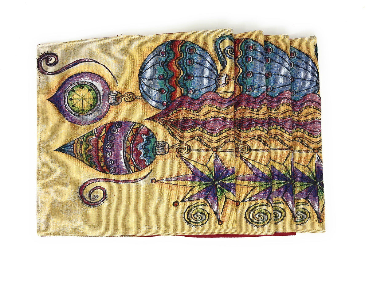 DaDa Bedding Set of 4-Pieces Starry Bohemian Lantern Ornaments Christmas Tapestry Placemats 13” x 19” (14916) from DaDalogy Bedding Collection