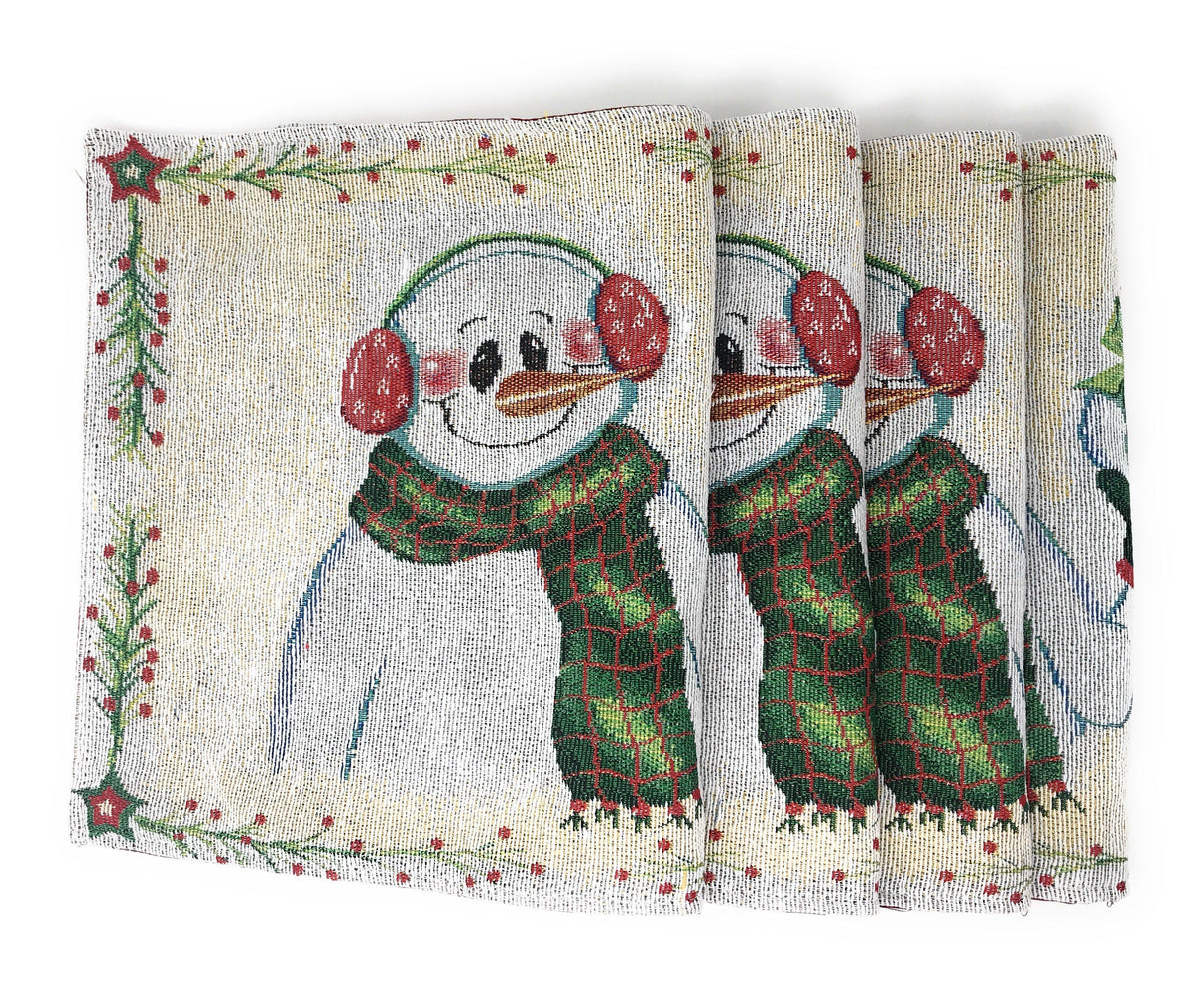 DaDa Bedding Set of 4-Pieces Magical Snowman Holiday Tapestry Placemats 13” x 19” (9733) from DaDalogy Bedding Collection