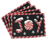 DaDa Bedding Set of 4-Pieces Peppermint Joy Holiday Tapestry Placemats 13” x 19” (12904) from DaDalogy Bedding Collection