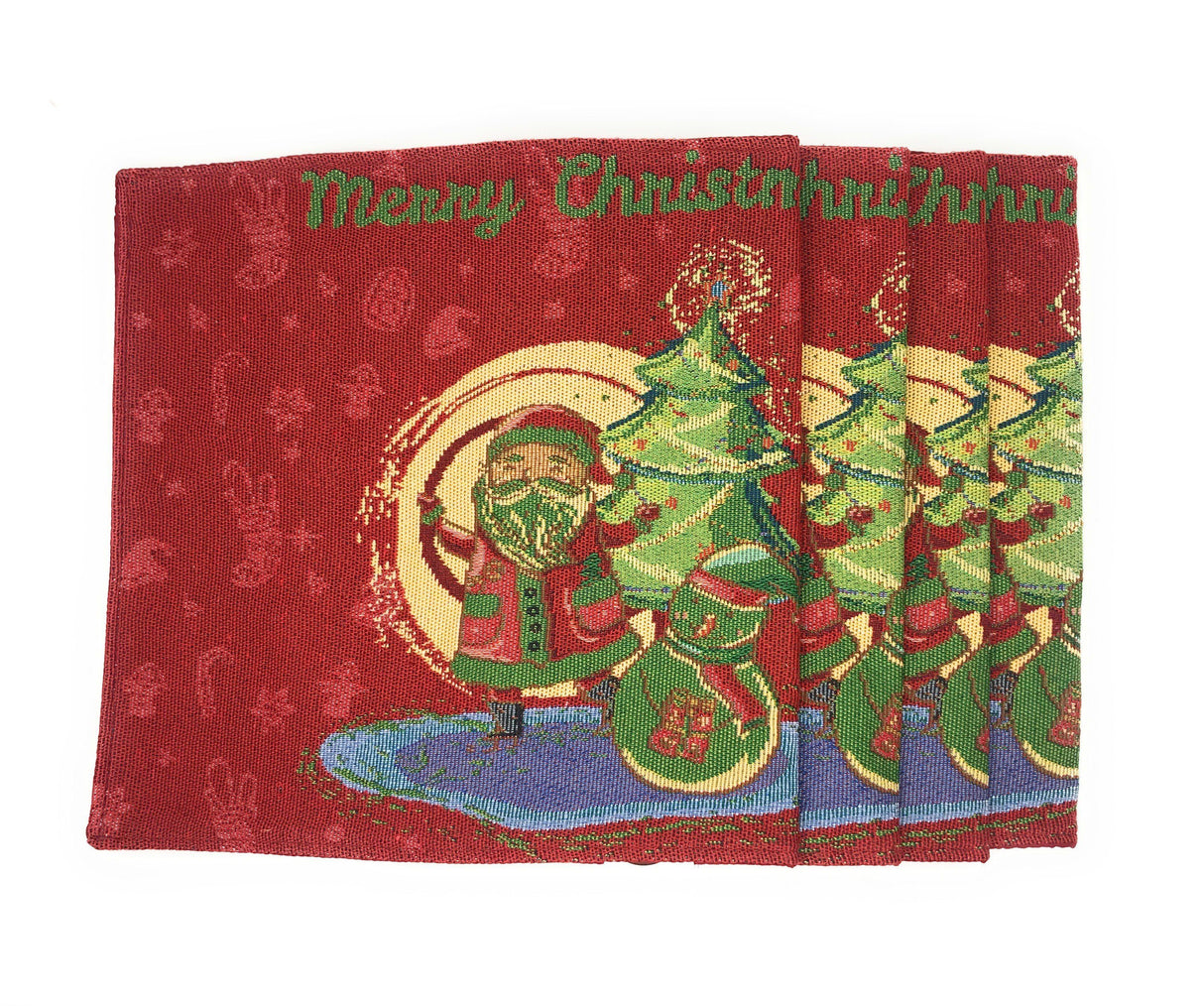 DaDa Bedding Set of 4-Pieces Red Santa Claus Christmas Tapestry Placemats 13” x 19” (17615) from DaDalogy Bedding Collection