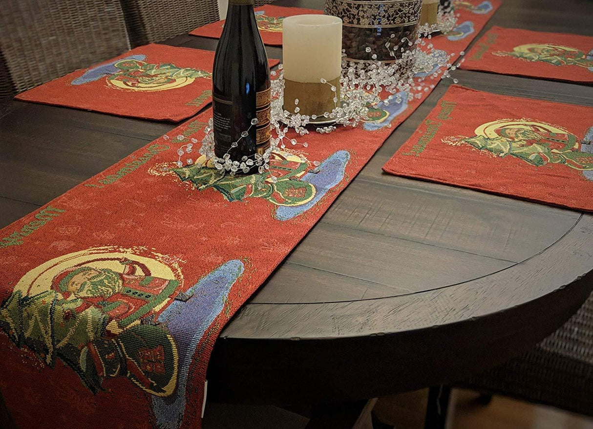 DaDa Bedding Set of 4-Pieces Red Santa Claus Christmas Tapestry Placemats 13” x 19” (17615) from DaDalogy Bedding Collection