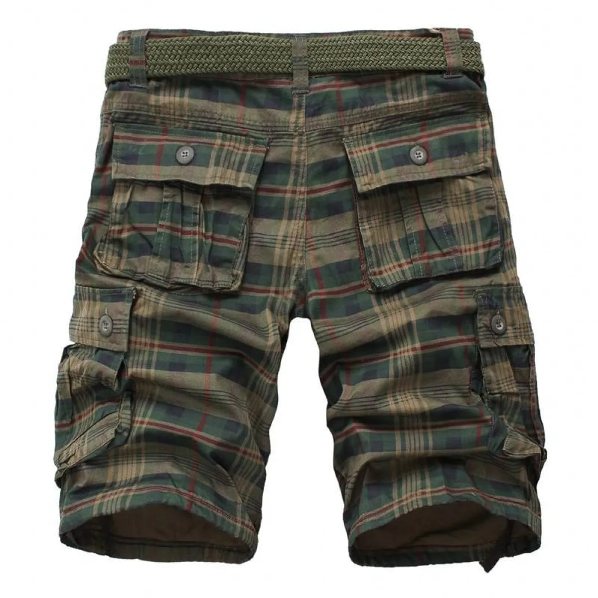Plaid Patterned Cargo Shorts Strap from Kawaii Stop