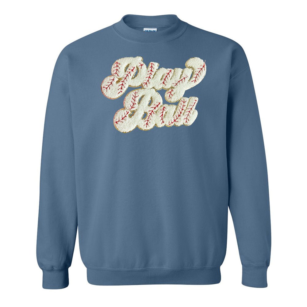 Play Ball Letter Patch Crewneck Sweatshirt from United Monograms