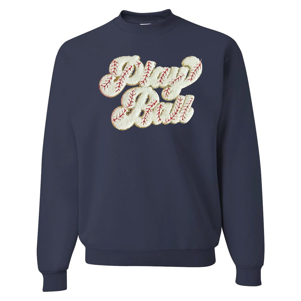 Play Ball Letter Patch Crewneck Sweatshirt from United Monograms