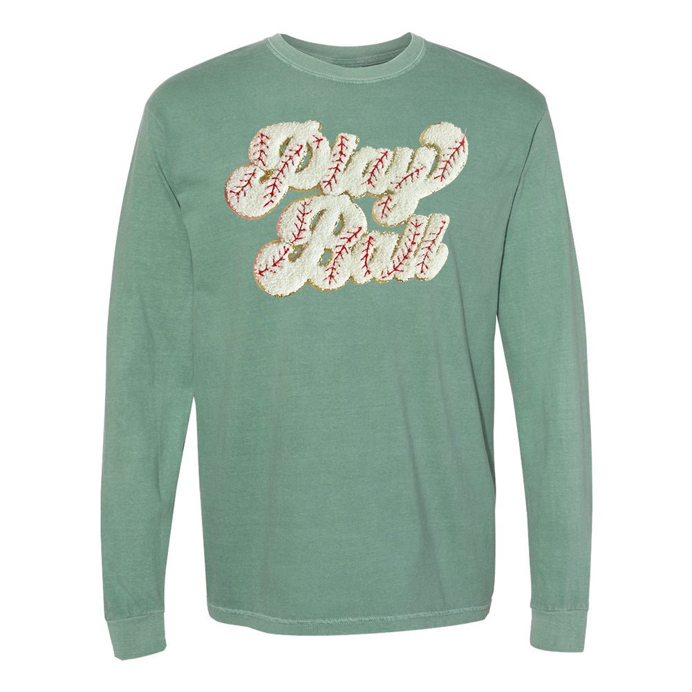 Play Ball Letter Patch Long Sleeve T-Shirt from United Monograms