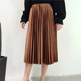 Elastic Waist Pleated Velvet Skirt from Kawaii Stop