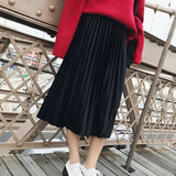 Elastic Waist Pleated Velvet Skirt from Kawaii Stop