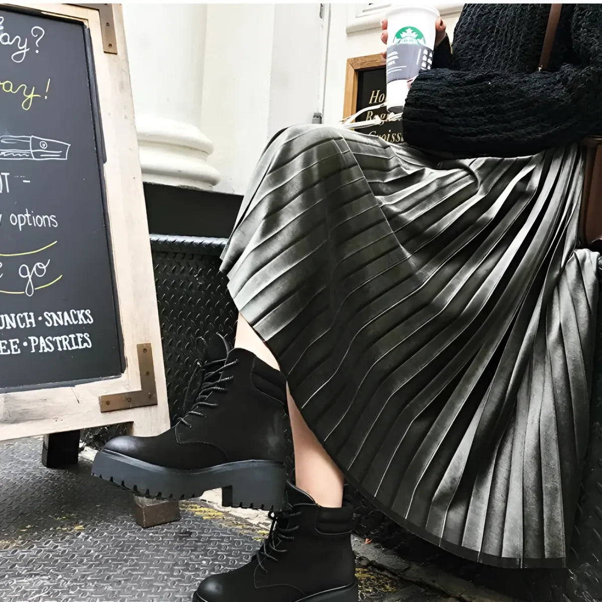 Elastic Waist Pleated Velvet Skirt from Kawaii Stop