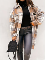 Button-Down Plaid Coat Plus Size from MsDressly