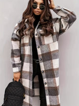 Button-Down Plaid Coat Plus Size from MsDressly
