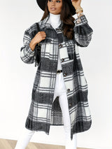 Button-Down Plaid Coat Plus Size from MsDressly