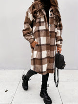 Button-Down Plaid Coat Plus Size from MsDressly