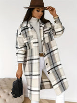 Button-Down Plaid Coat Plus Size from MsDressly
