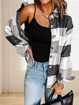 Button-Down Plaid Coat Plus Size from MsDressly