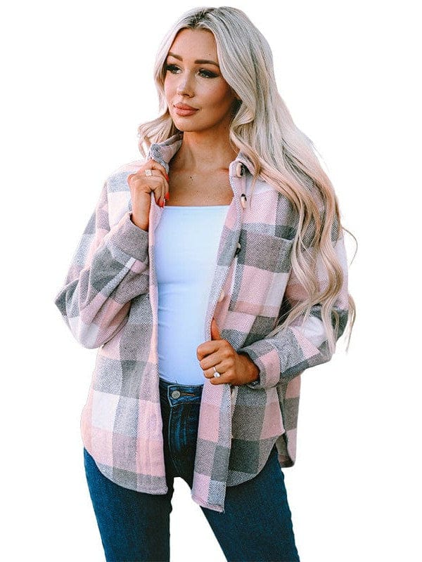 Button-Down Plaid Coat Plus Size from MsDressly