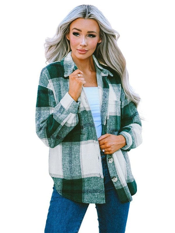 Button-Down Plaid Coat Plus Size from MsDressly